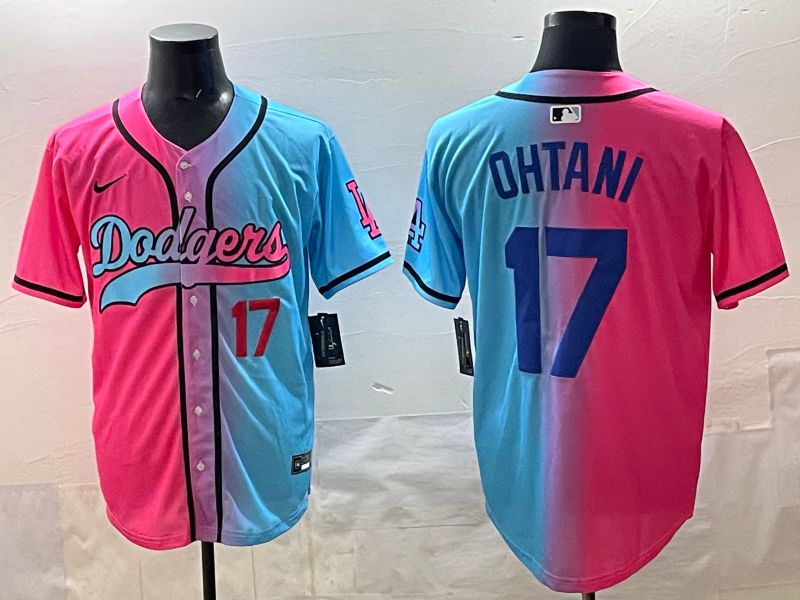 Men Los Angeles Dodgers #17 Ohtani Blue pink Game 2025 Nike MLB Jersey style 0014